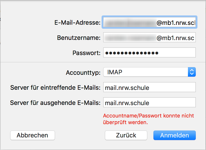 Einrichtung IMAP unter OSX: Schritt 6