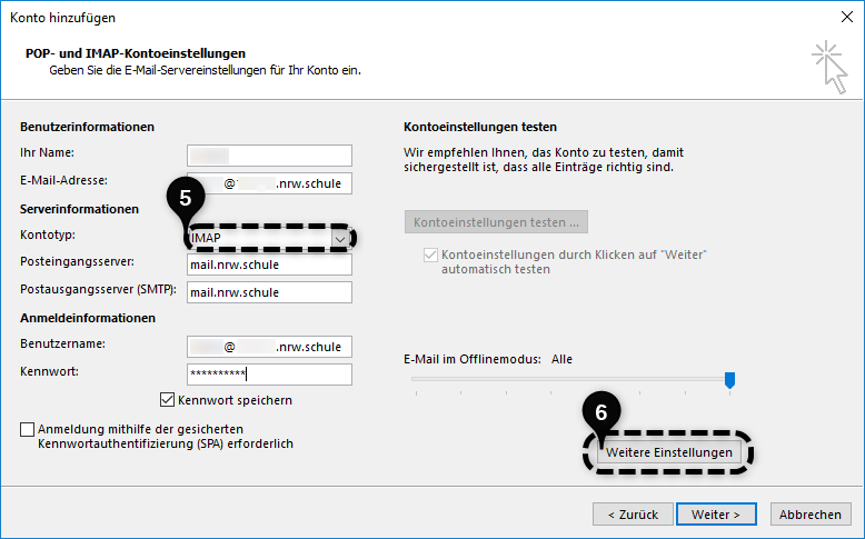 Hier tragen Sie die notwendigen Daten ein.