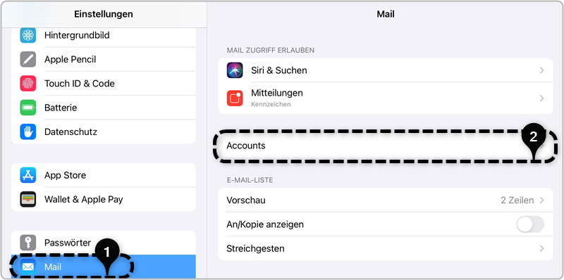 Schritt 1 und 2 Auswahl_Mail-accounts