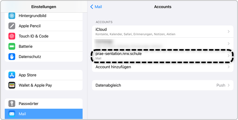 Schritt 11 Accounts erstellten Account auswählen