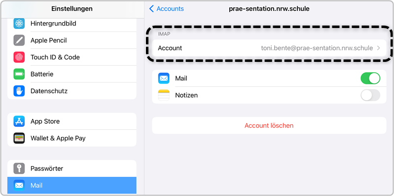 Schritt 12 Accounts erstellten Account auswählen 2