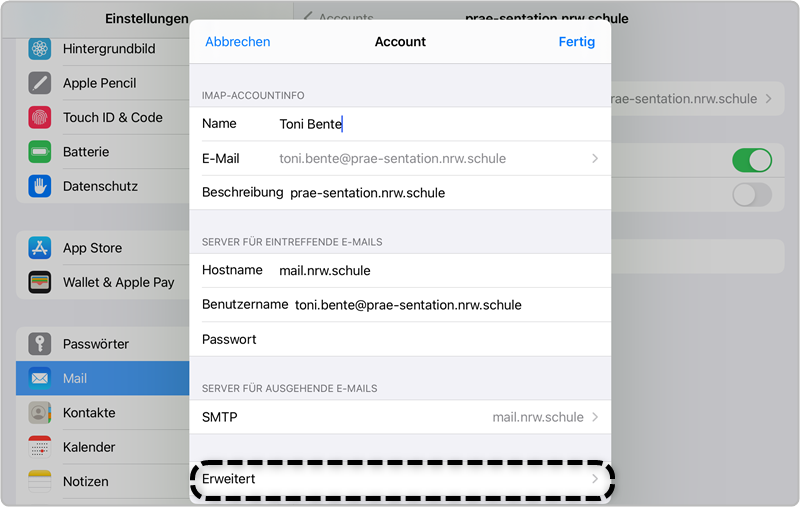 Schritt 15 Server Portangabe prüfen Server für ausgehende E-Mails