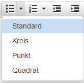 Dropdown-Menu mit Aufzählungen