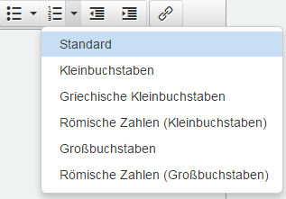 Dropdown-Menu mit nummerierten Aufzählungen