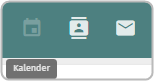 Kalender-Icon aktiv mit Tooltip Kalender, daneben Adressbuch-Icon und E-Mail-Icon