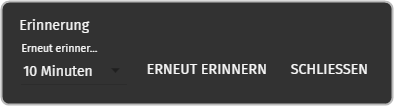 Erinnerungsfeld Erneut er 10Min, erneut erinnern, schließen