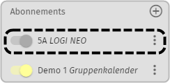 Abonnements Kalender angewählt