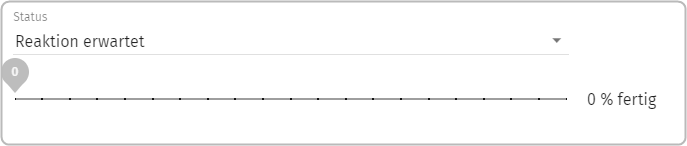 Reaktion erwartet, Strahl mit Positionseinstellung 0, 0% fertig