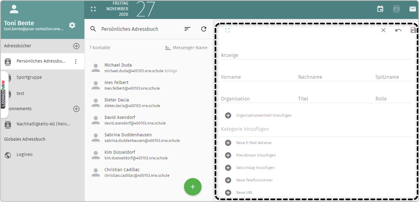 Neue Adresskarte