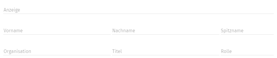 Allgemeine Infos Vorname, Nachname, Spitzname, Organisation, Titel und Rolle