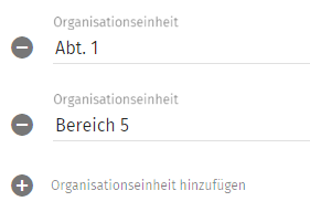 Minus Icon vor hinzugefügter Organisationseinheit