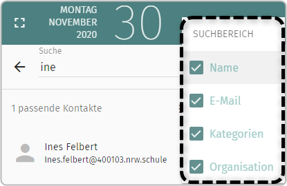 Eingrenzung der Suche über Suchfilter