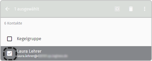 Checkbox Benutzer auswählen aktiviert