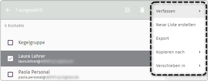 Weitere Bearbeitungsoptionen nach klick auf 3 Punkt Icon