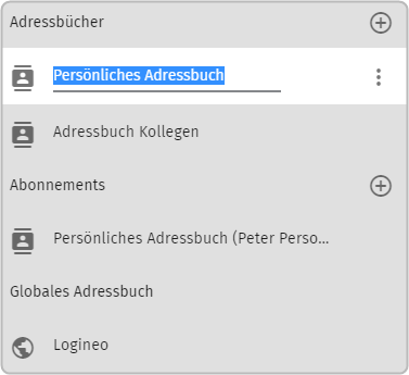 Persönliches Adressbuch umbenennen