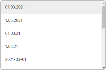 Auswahl kurzes Datumsformat