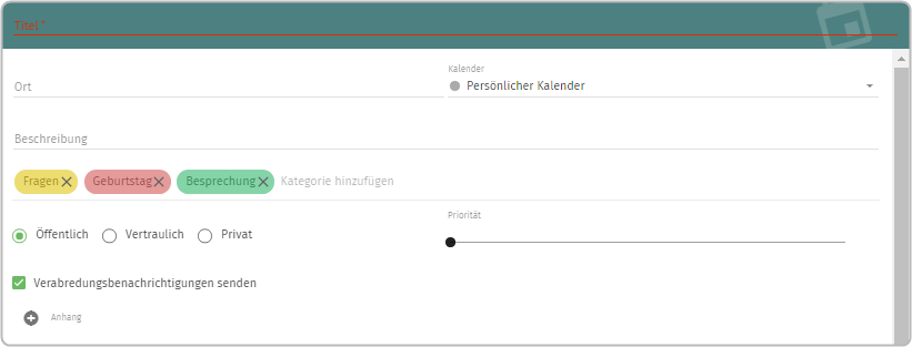 Darstellung farblich markierte Kategorien
