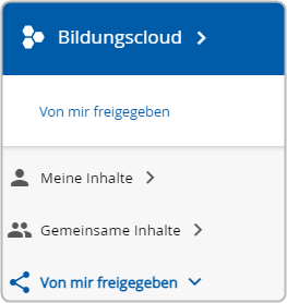 Navigationsleiste Bildungscloud mit Bereich "Von mir freigegeben"
