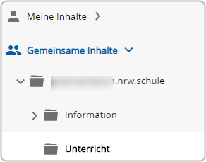 Workspace Navigationsbereich Gemeinsame Inhalte