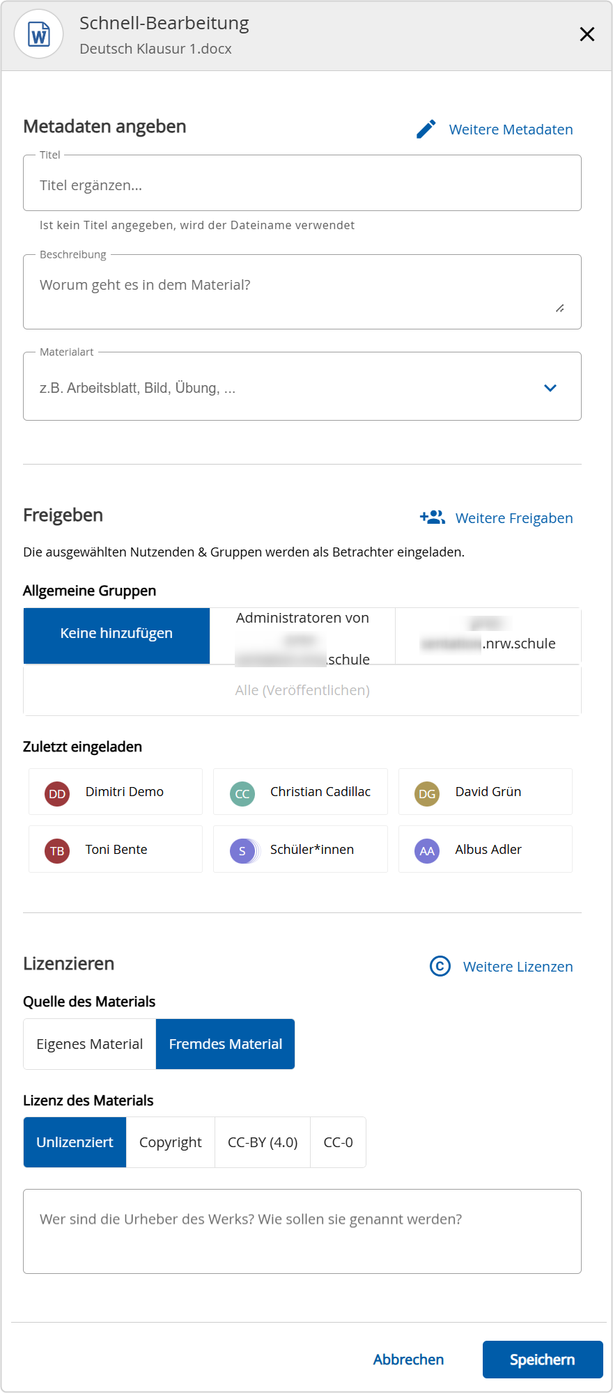 Schnell-Berarbeitungsfenster