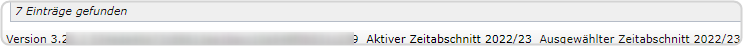 Benutzerverwaltung Anzeige Versionsnummer, (Aktiver und Ausgewählter) Zeitabschnitt 