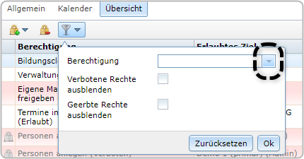 Filter Berechtigungen