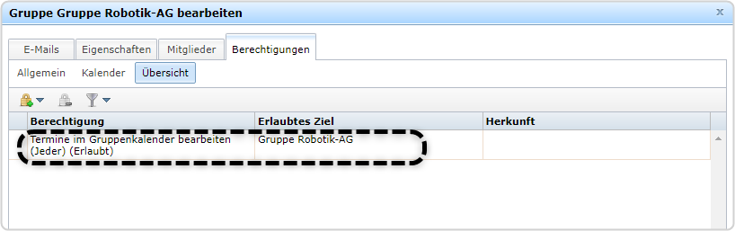 Berechtigungen filtern
