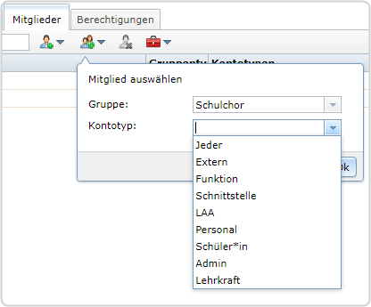 Auswahl Kontotyp