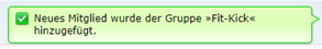 Erfolgsmeldung neues Mitglied wurde hinzugefügt