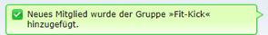 Erfolgmeldung Mitglied hinzugefügt