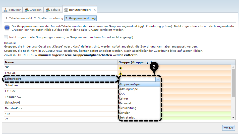 Gruppenzuordnung 2