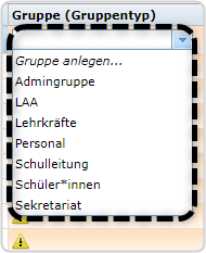 Auswahlmöglichkeit Gruppenzuordnung