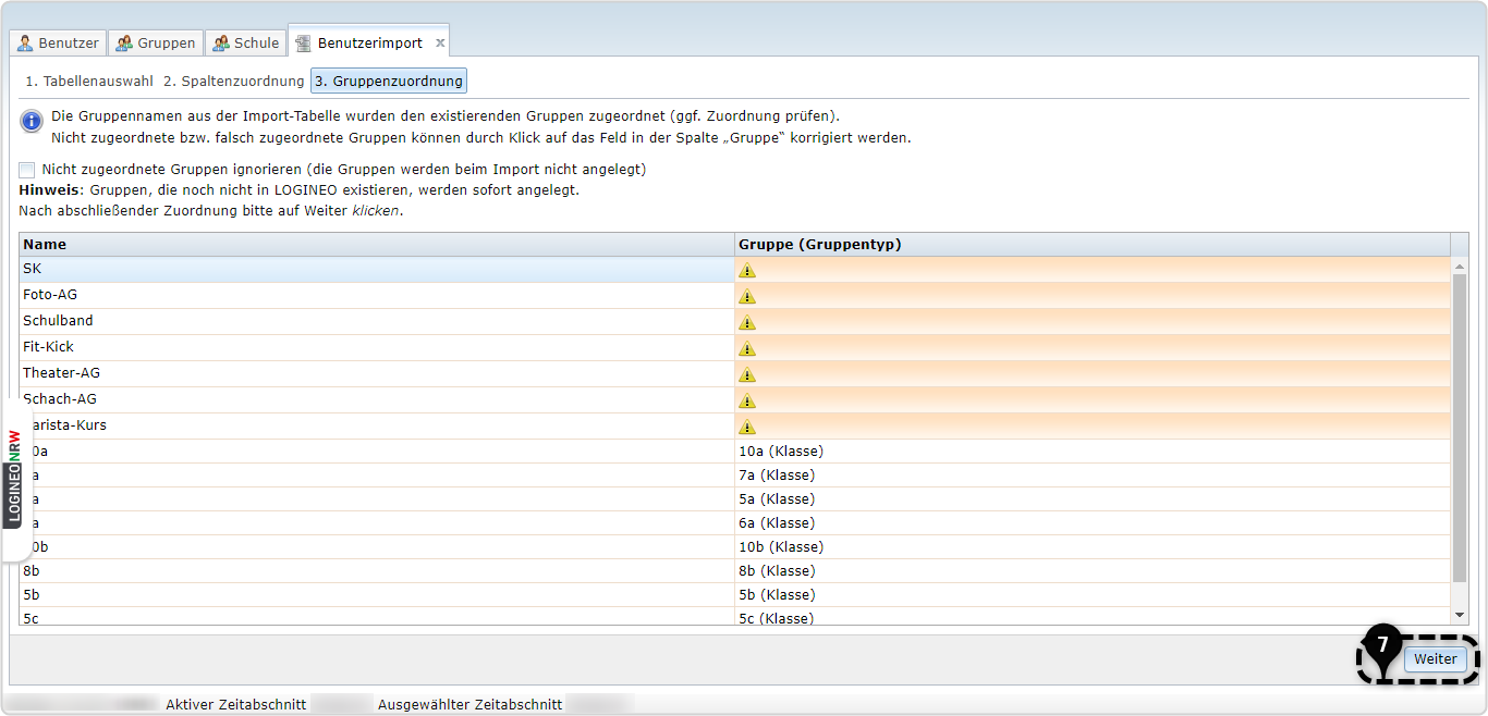 3. Gruppenzuordnung, Nr.7 Weiter