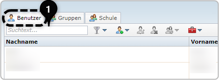 Ausschnitt Übersicht Benutzerverwaltung, Reiter "Benutzer" markiert